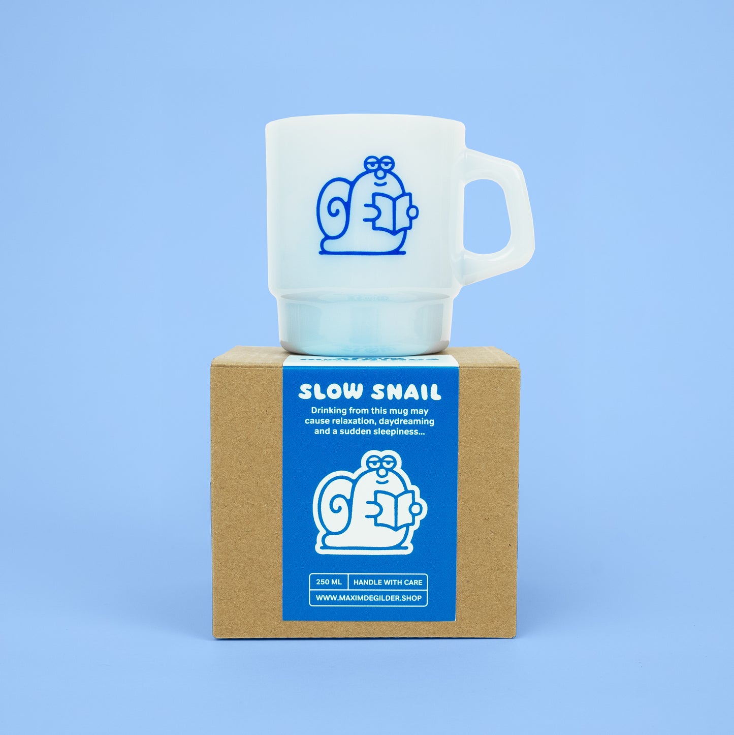 Slow Mornings - blue mug